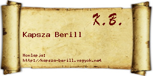 Kapsza Berill névjegykártya